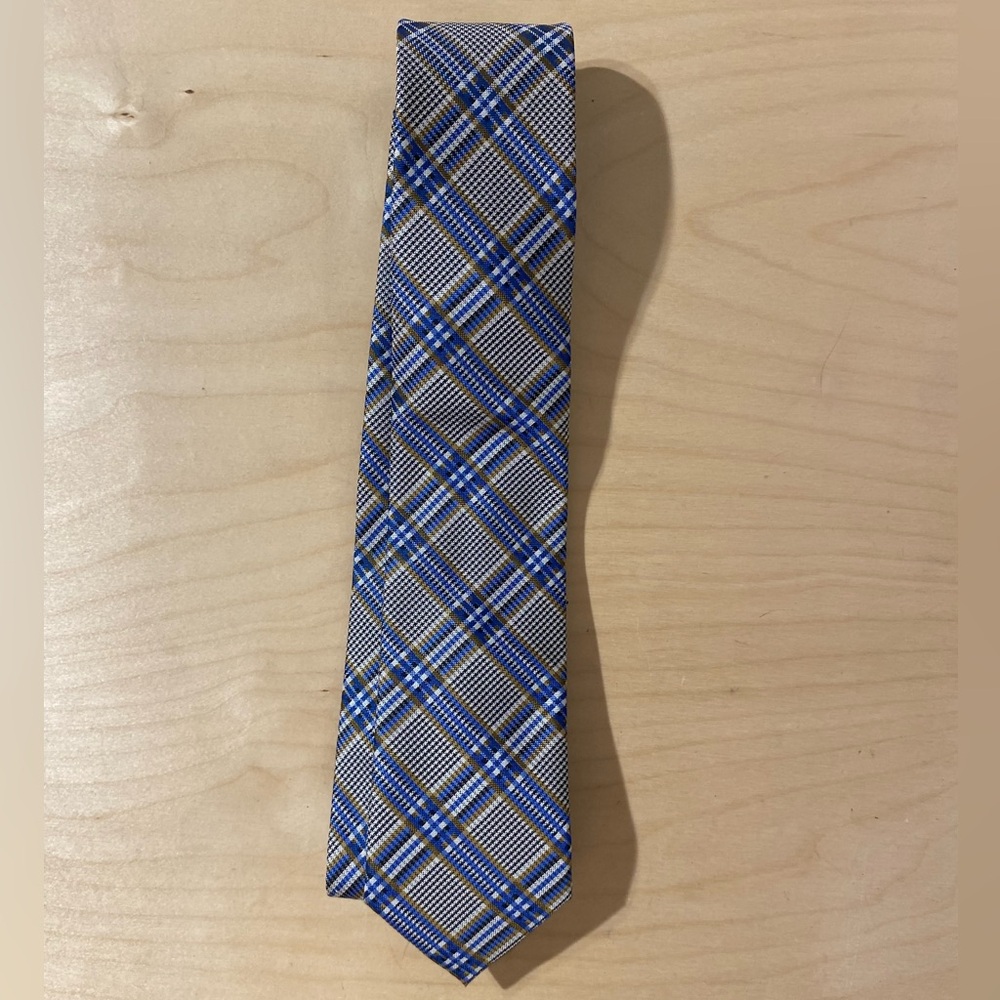 MENZGGG H.D.Series Blue and Black Plaid Men's Tie (GZ)